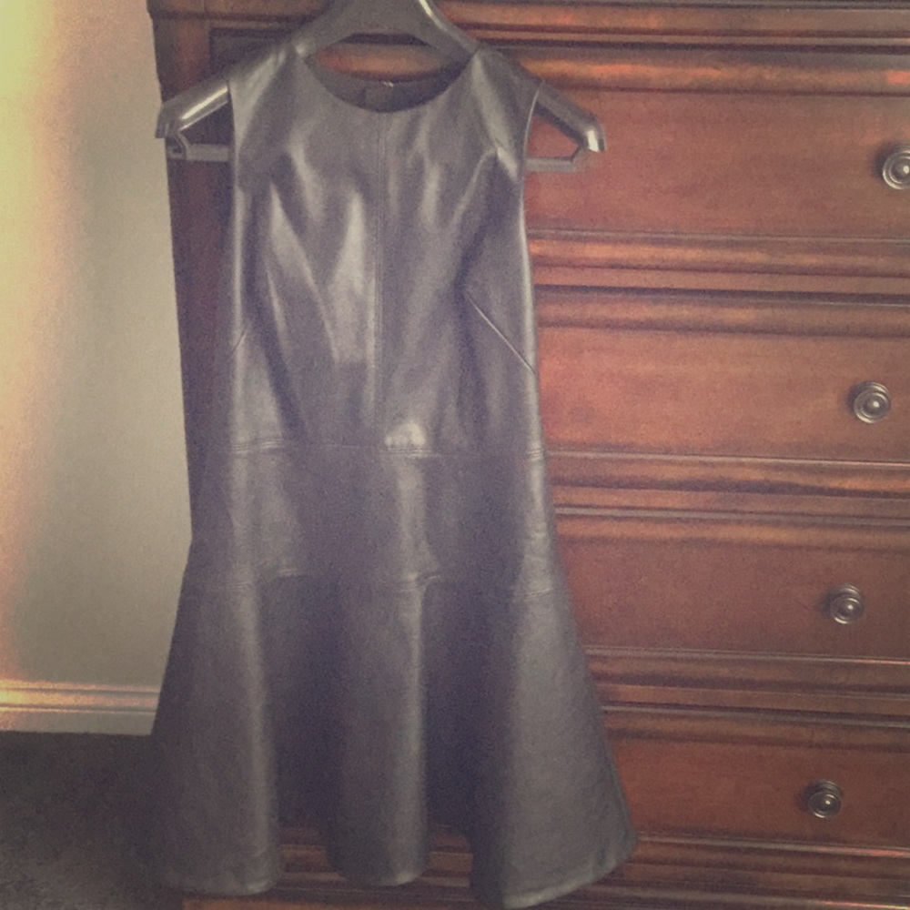 Black faux leather dress
